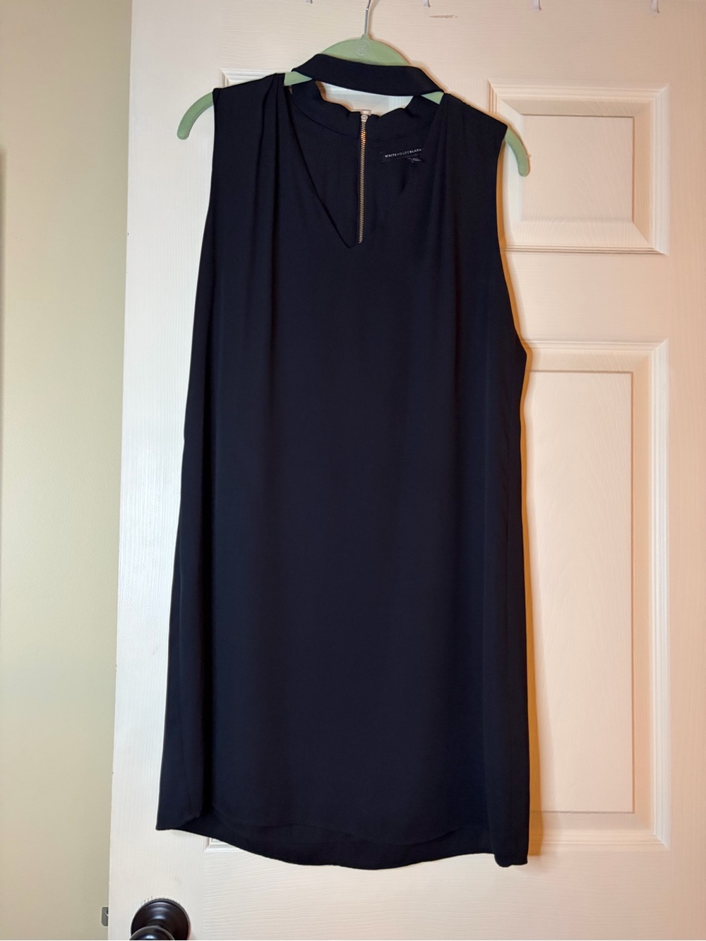White House Black Market Simple Black Sleeveless Shift Dress